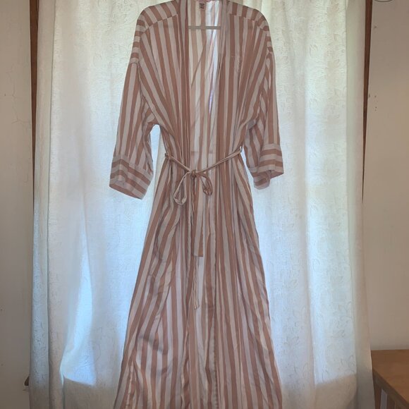 Victoria's Secret Other - Victorias Secret Modal Cotton Robe Tan and White Size M/L